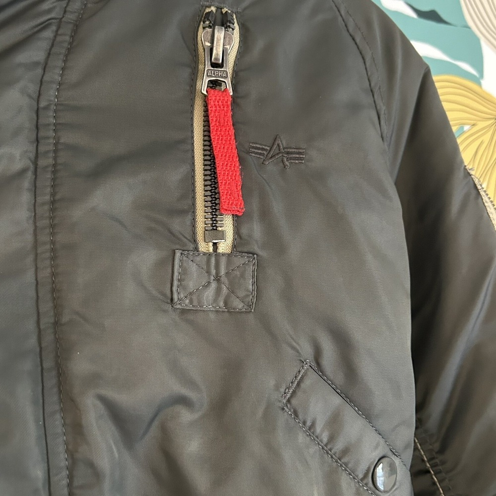 Y2K Vintage alpha industries youth 4/5 bomber jacket faux fur Military Coat - Picture 6 of 12